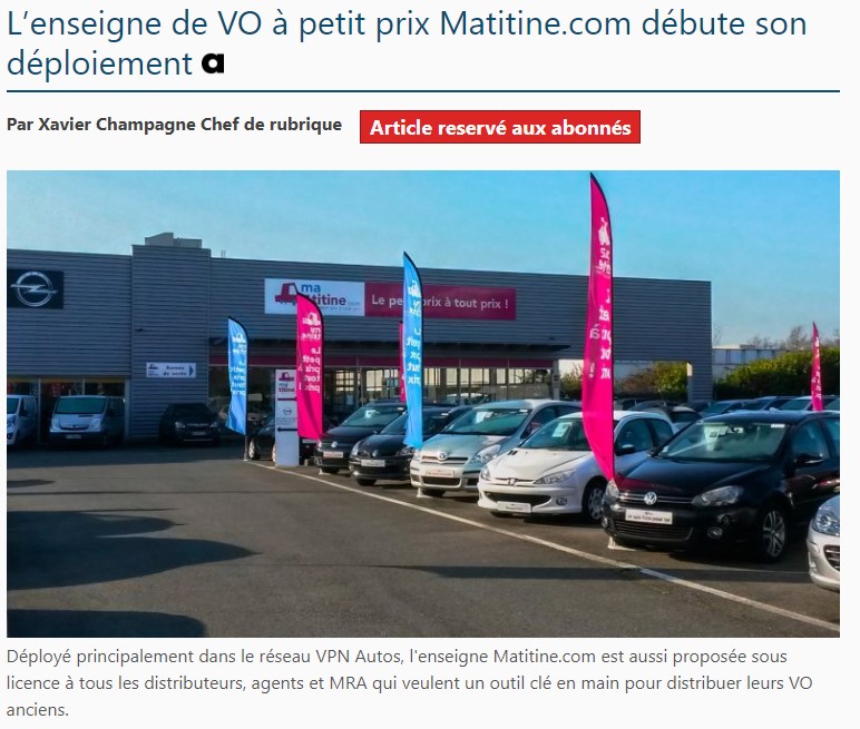 L’enseigne de VO à petit prix Matitine.com débute son déploiement​