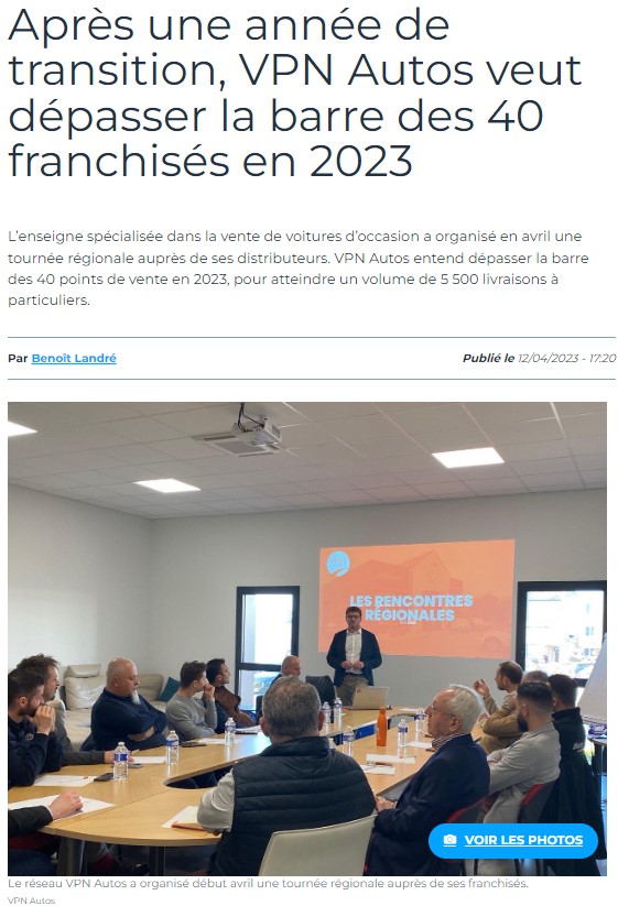 Après une année de transition, VPN Autos veut dépasser la barre des 40 franchisés en 2023​